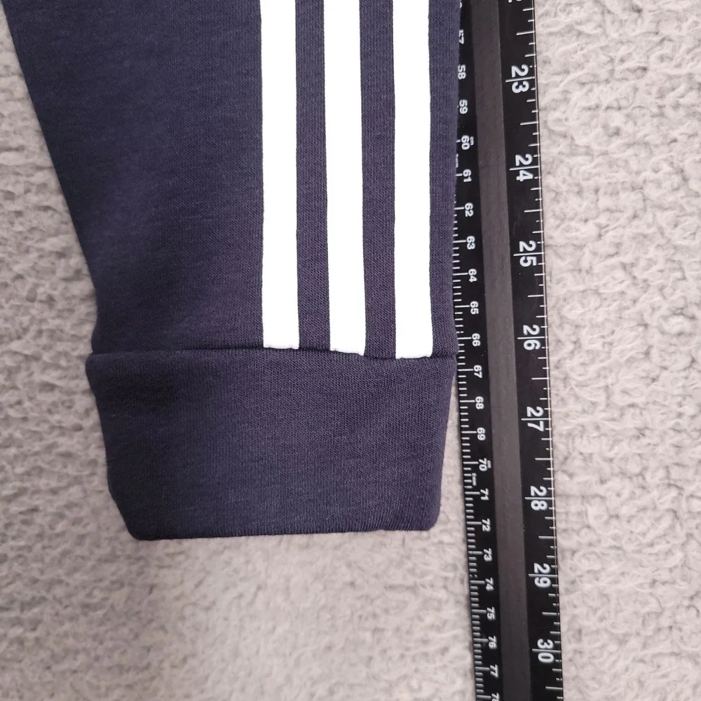 ADIDAS Sweater Mens Size LARGE Essentials Fleece Blue Colorblock Logo Hoodie‎